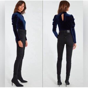 Misa‎ Los Angeles Bodysuit Size Large Velvet Midnight Blue Dita